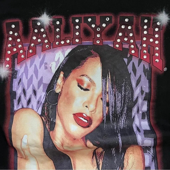 Aaliyah Unisex Black T-shirt Cotton Blend size XL - Picture 4 of 6